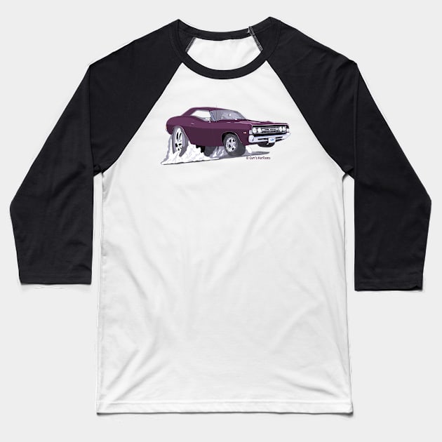 Purple car Baseball T-Shirt by curtskartoons